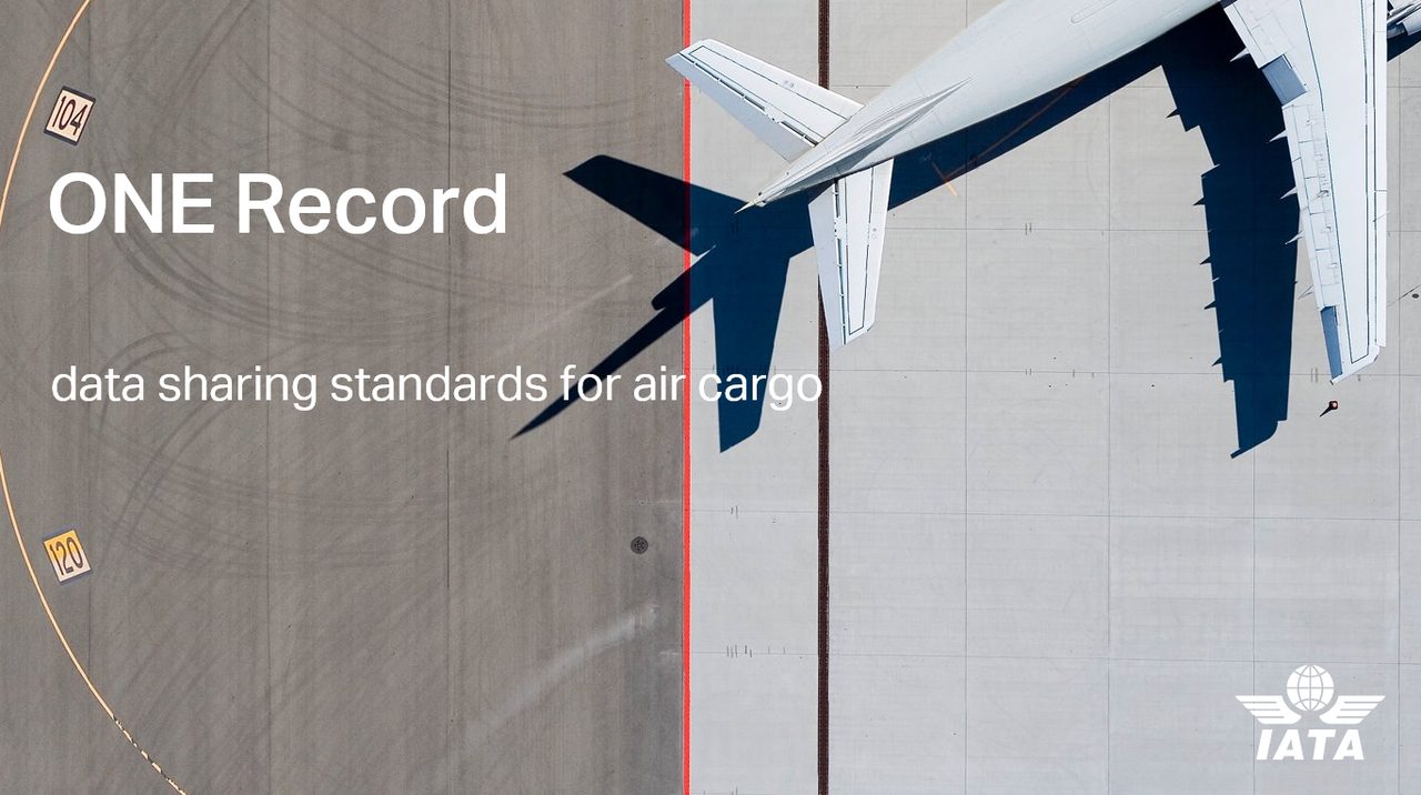 ONE Record aerial view of aircraft on tarmac, IATA